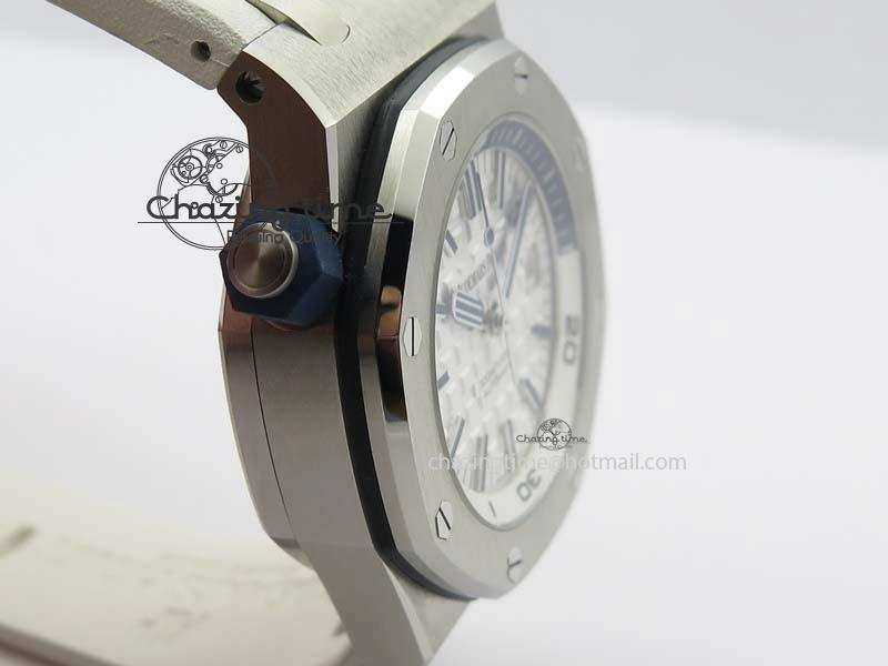 Royal Oak Offshore Diver 2017 White 15710 JF 1:1 Best Edition On XS Rubber Strap A3120 (Free Rubber Strap)