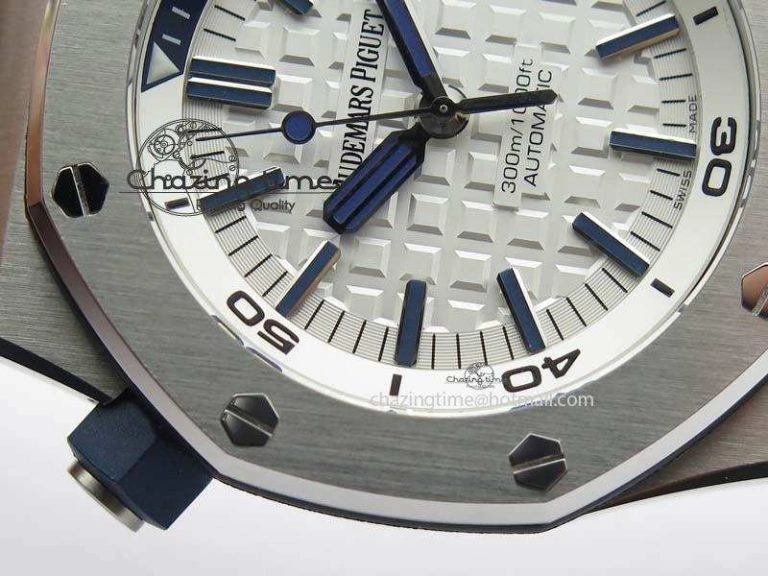 Royal Oak Offshore Diver 2017 White 15710 JF 1:1 Best Edition On XS Rubber Strap A3120 (Free Rubber Strap)