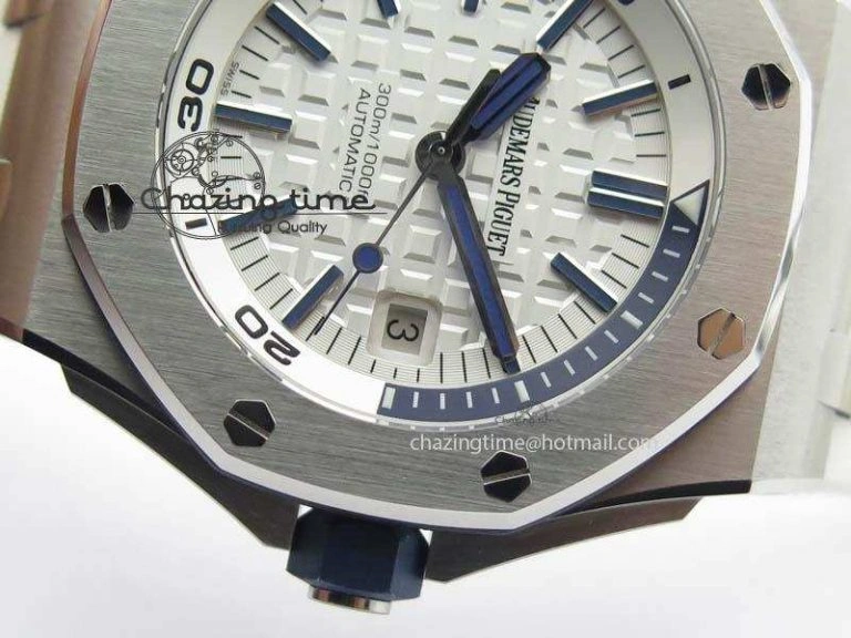 Royal Oak Offshore Diver 2017 White 15710 JF 1:1 Best Edition On XS Rubber Strap A3120 (Free Rubber Strap)