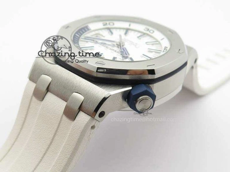 Royal Oak Offshore Diver 2017 White 15710 JF 1:1 Best Edition On XS Rubber Strap A3120 (Free Rubber Strap)