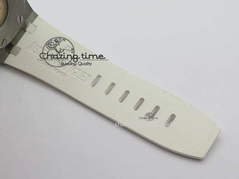 Royal Oak Offshore Diver 2017 White 15710 JF 1:1 Best Edition On XS Rubber Strap A3120 (Free Rubber Strap)