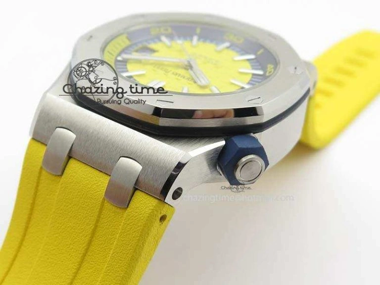Royal Oak Offshore Diver 2017 Yellow 15710 JF 1:1 Best Edition On XS Rubber Strap A3120 (Free Rubber Strap)