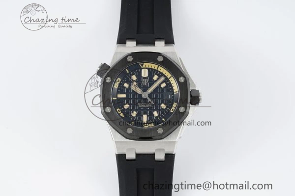 Royal Oak Offshore Diver Black Ceramic Bezel 15720 IPF Best Edition Black Dial on Black Rubber Strap A4308
