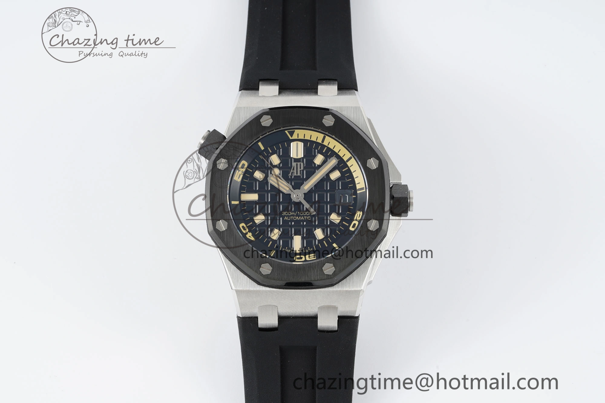 Royal Oak Offshore Diver Black Ceramic Bezel 15720 IPF Best Edition Black Dial on Black Rubber Strap A4308
