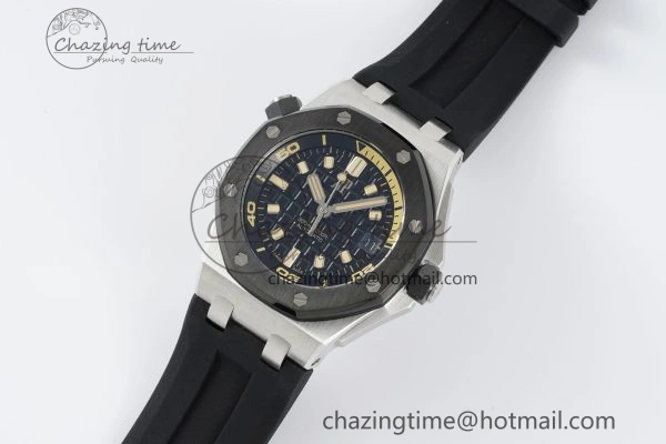 Royal Oak Offshore Diver Black Ceramic Bezel 15720 IPF Best Edition Black Dial on Black Rubber Strap A4308
