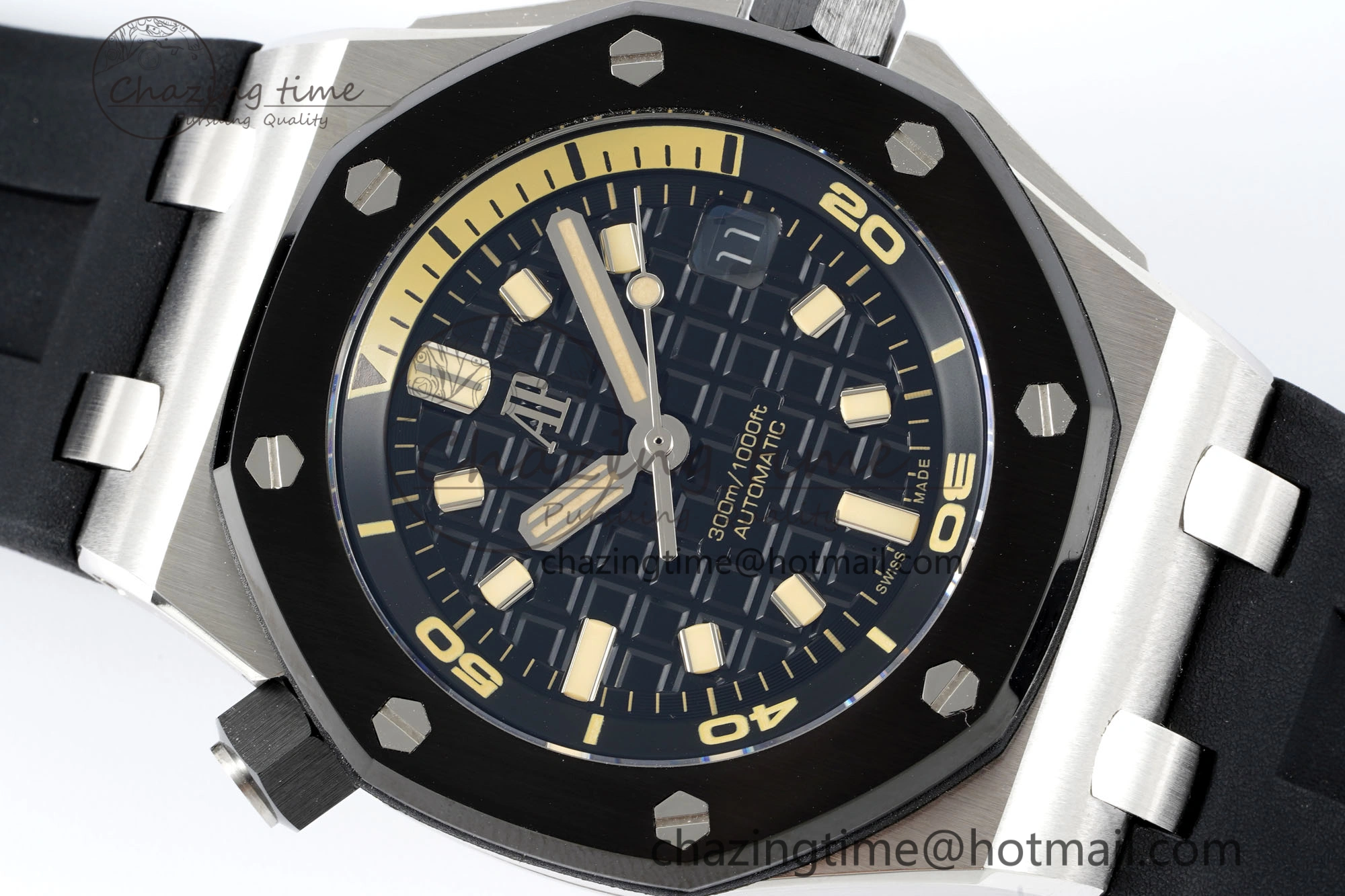 Royal Oak Offshore Diver Black Ceramic Bezel 15720 IPF Best Edition Black Dial on Black Rubber Strap A4308