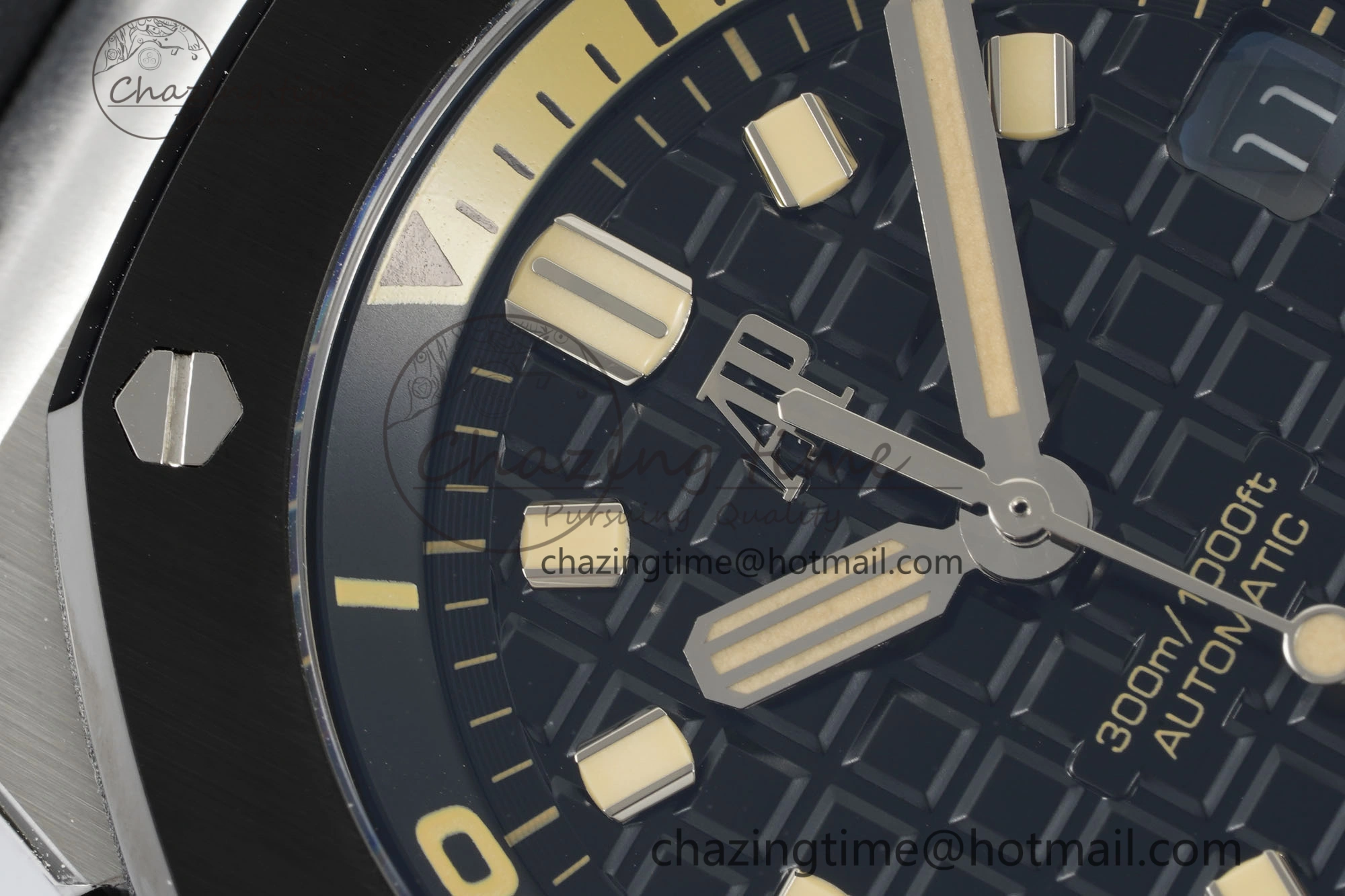 Royal Oak Offshore Diver Black Ceramic Bezel 15720 IPF Best Edition Black Dial on Black Rubber Strap A4308