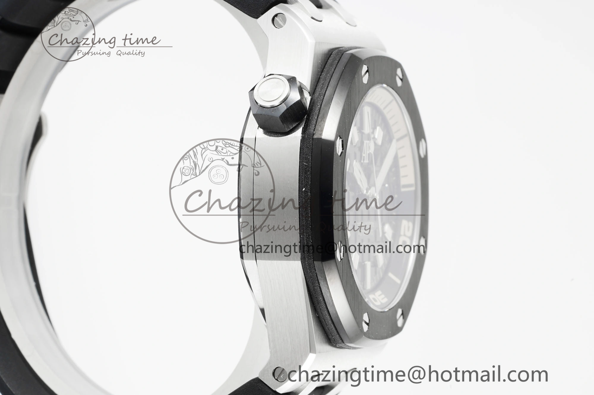 Royal Oak Offshore Diver Black Ceramic Bezel 15720 IPF Best Edition Black Dial on Black Rubber Strap A4308