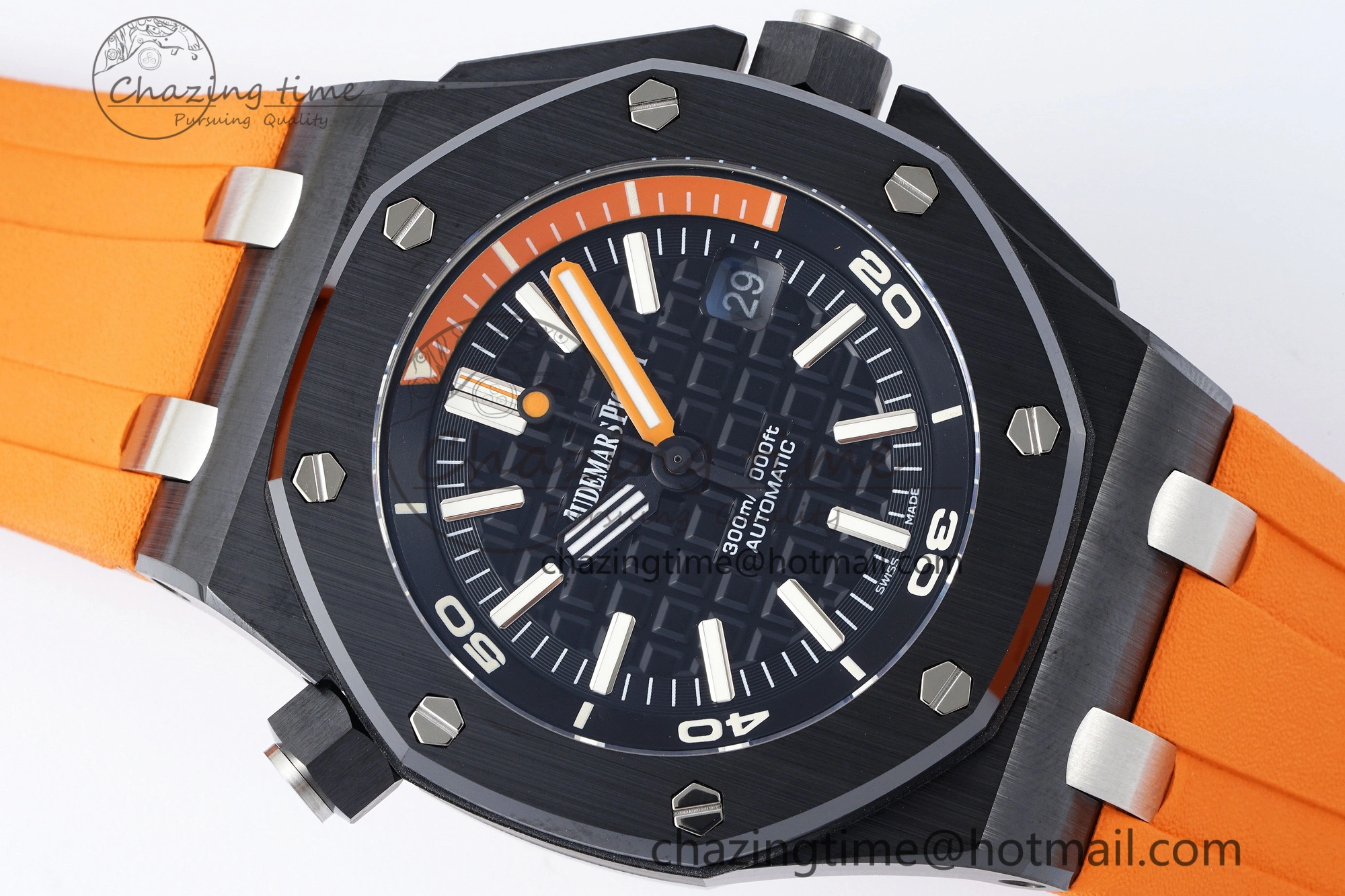 Royal Oak Offshore Diver Black Ceramic IPF Best Edition on Orange Rubber Strap A3120