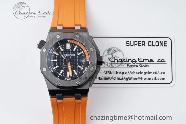 Royal Oak Offshore Diver Black Ceramic IPF Best Edition on Orange Rubber Strap A3120