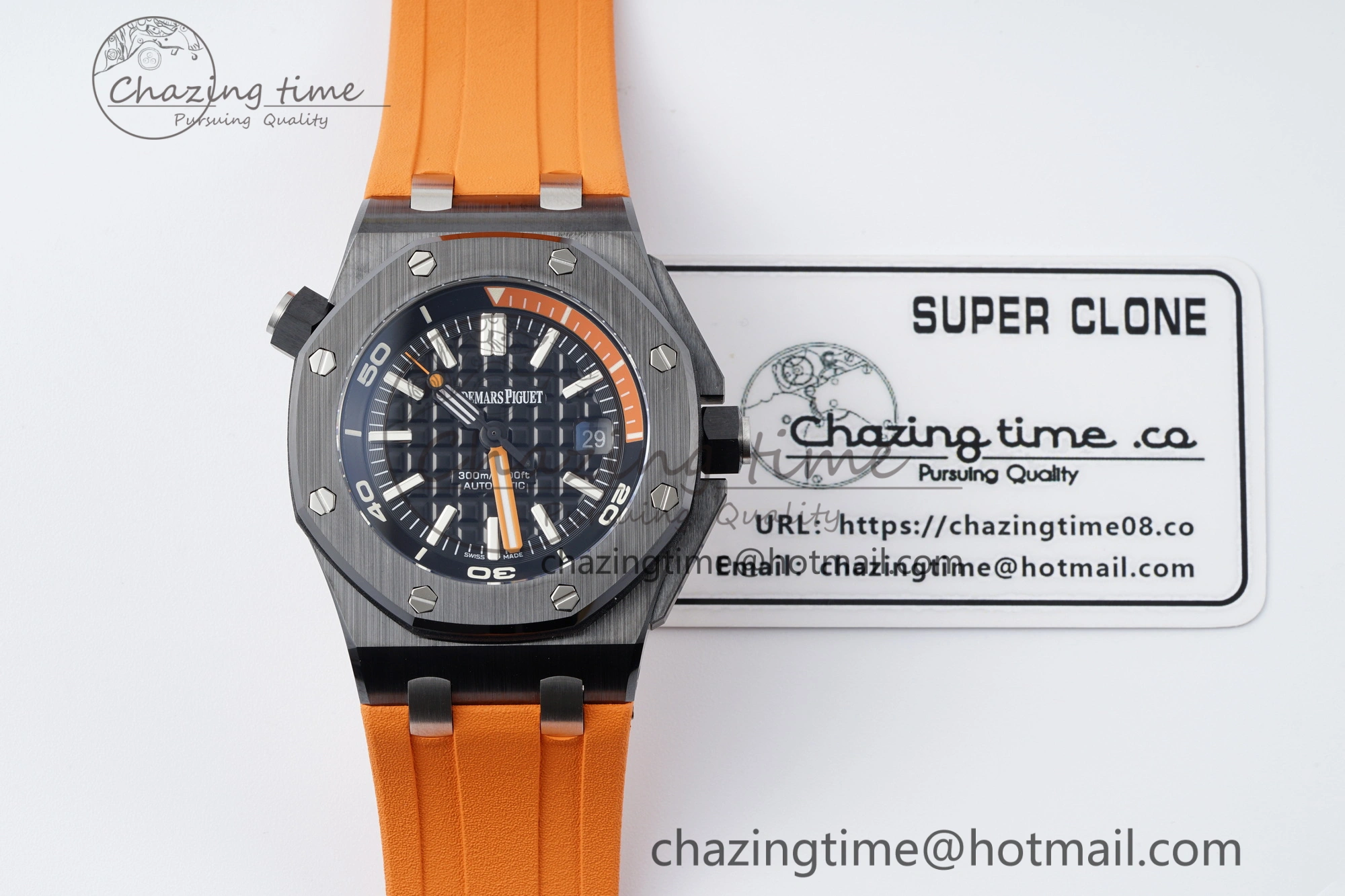 Royal Oak Offshore Diver Black Ceramic IPF Best Edition on Orange Rubber Strap A3120