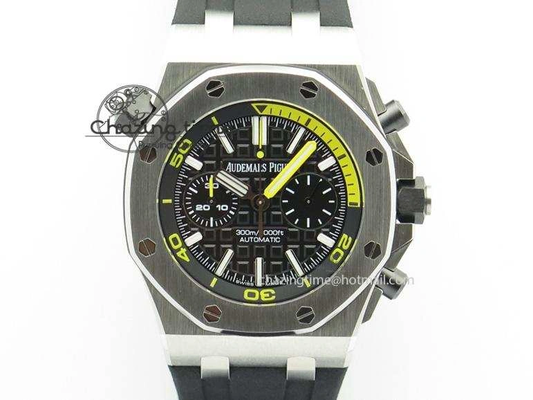 Royal Oak Offshore Diver Chronograph Black JF Best Edition On Black Rubber Strap A3126