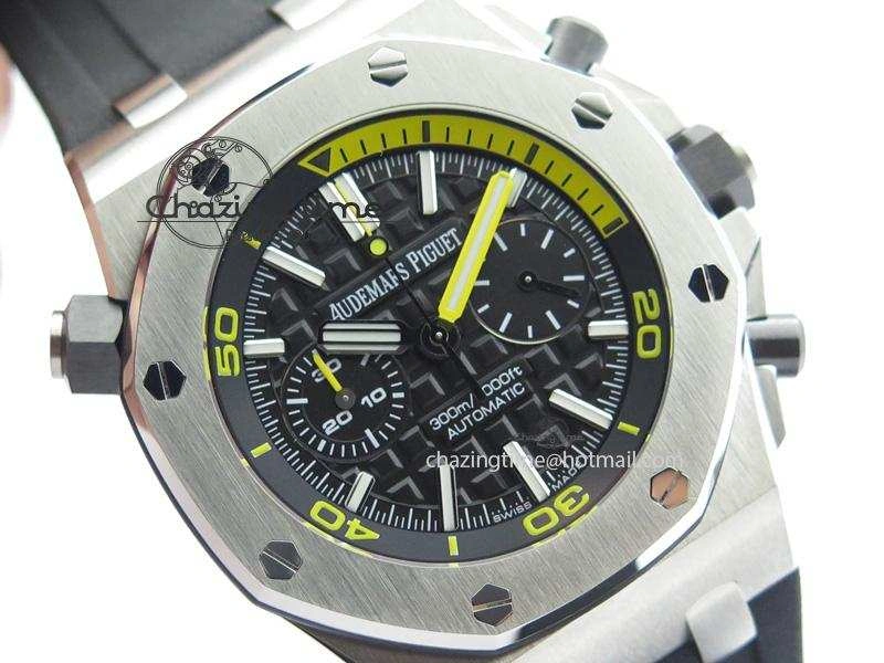 Royal Oak Offshore Diver Chronograph Black JF Best Edition On Black Rubber Strap A3126