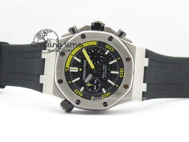 Royal Oak Offshore Diver Chronograph Black JF Best Edition On Black Rubber Strap A3126