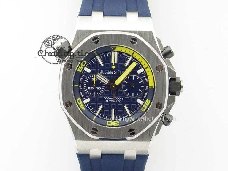 Royal Oak Offshore Diver Chronograph Blue JF Best Edition On Blue Rubber Strap A3126