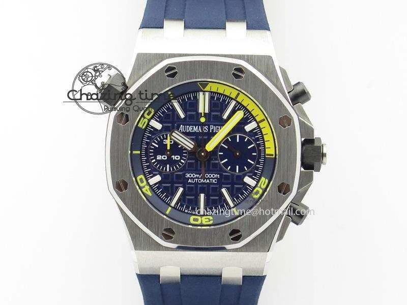 Royal Oak Offshore Diver Chronograph Blue JF Best Edition On Blue Rubber Strap A3126
