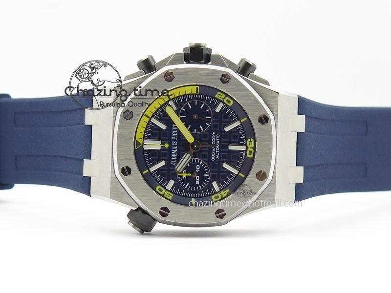 Royal Oak Offshore Diver Chronograph Blue JF Best Edition On Blue Rubber Strap A3126