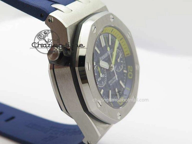 Royal Oak Offshore Diver Chronograph Blue Noob Best Edition On Blue Rubber Strap A3126