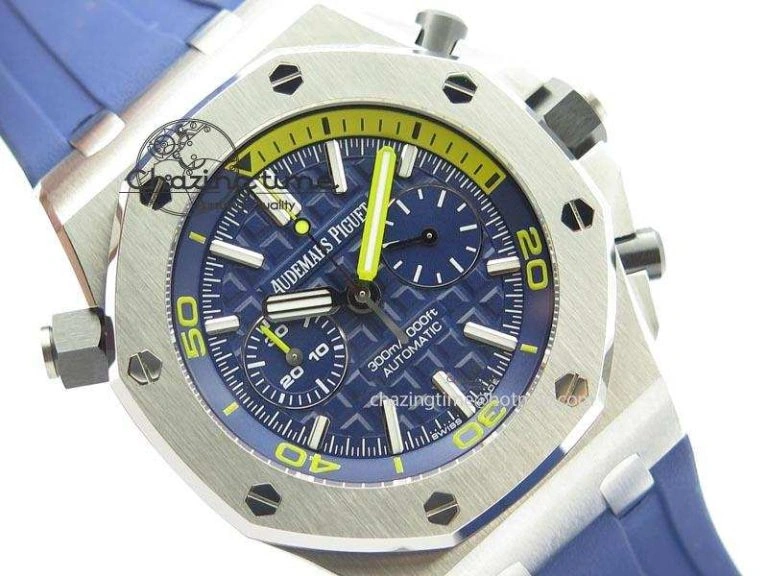 Royal Oak Offshore Diver Chronograph Blue Noob Best Edition On Blue Rubber Strap A3126