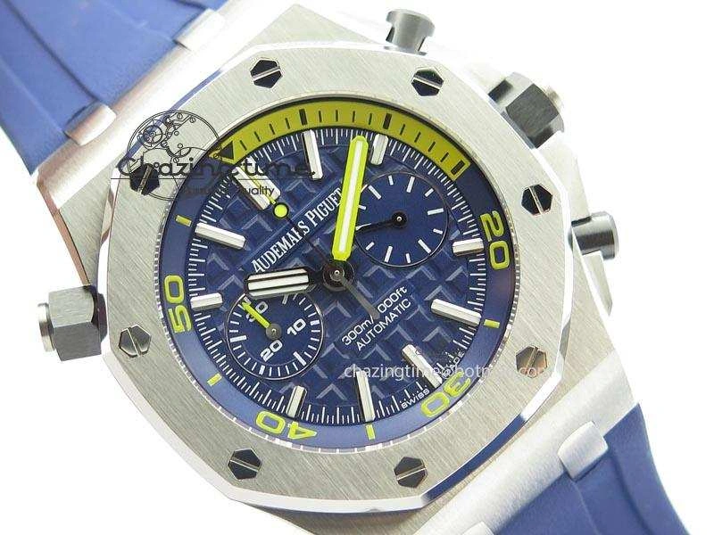 Royal Oak Offshore Diver Chronograph Blue Noob Best Edition On Blue Rubber Strap A3126