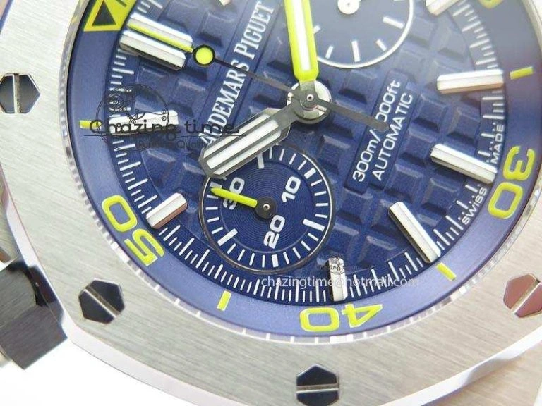 Royal Oak Offshore Diver Chronograph Blue Noob Best Edition On Blue Rubber Strap A3126