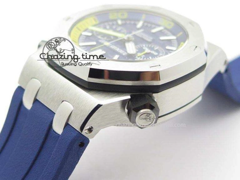 Royal Oak Offshore Diver Chronograph Blue Noob Best Edition On Blue Rubber Strap A3126