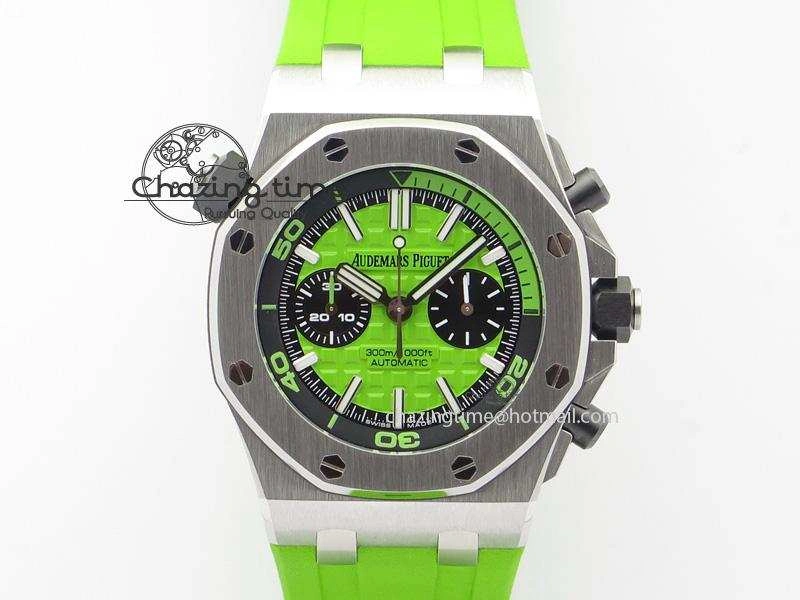 Royal Oak Offshore Diver Chronograph Green JF Best Edition On Green Rubber Strap A3126
