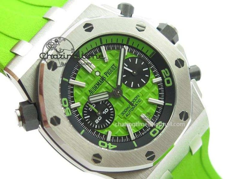 Royal Oak Offshore Diver Chronograph Green JF Best Edition On Green Rubber Strap A3126