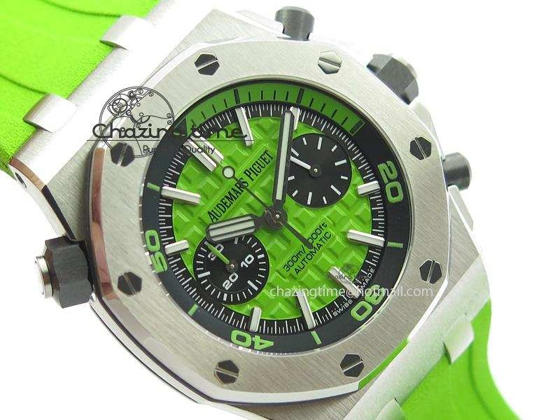 Royal Oak Offshore Diver Chronograph Green JF Best Edition On Green Rubber Strap A3126