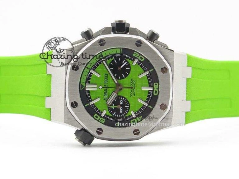 Royal Oak Offshore Diver Chronograph Green JF Best Edition On Green Rubber Strap A3126