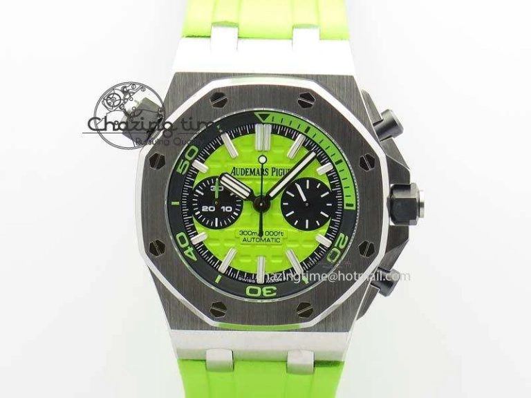Royal Oak Offshore Diver Chronograph Green Noob Best Edition On Green Rubber Strap A3126