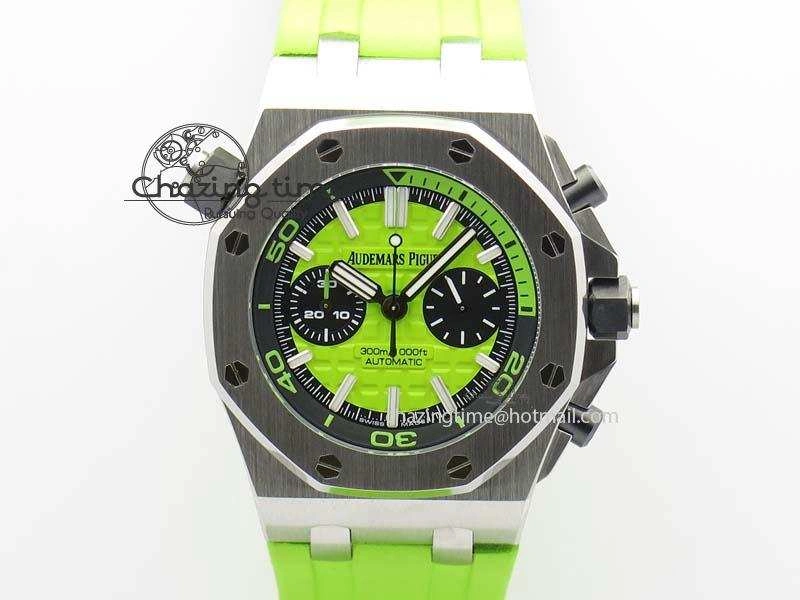 Royal Oak Offshore Diver Chronograph Green Noob Best Edition On Green Rubber Strap A3126