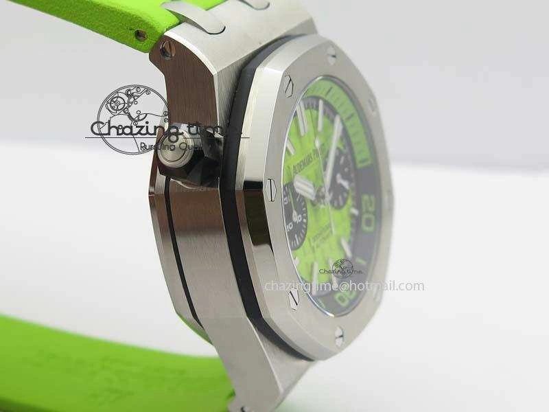 Royal Oak Offshore Diver Chronograph Green Noob Best Edition On Green Rubber Strap A3126