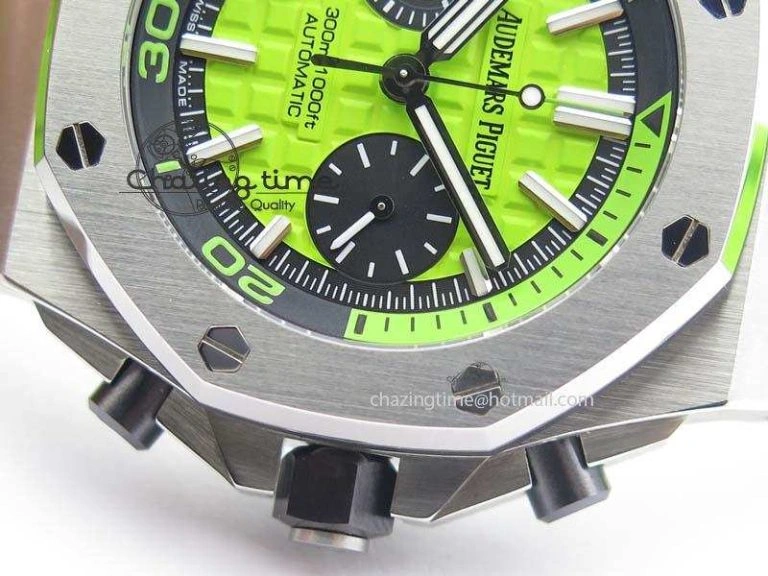 Royal Oak Offshore Diver Chronograph Green Noob Best Edition On Green Rubber Strap A3126