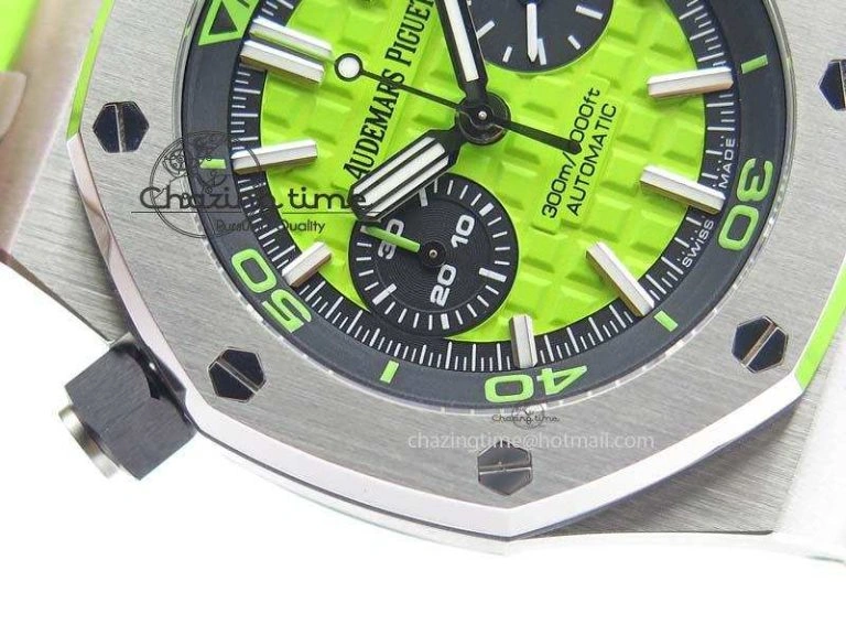 Royal Oak Offshore Diver Chronograph Green Noob Best Edition On Green Rubber Strap A3126