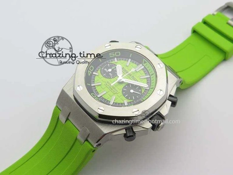 Royal Oak Offshore Diver Chronograph Green Noob Best Edition On Green Rubber Strap A3126