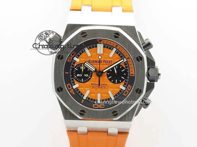 Royal Oak Offshore Diver Chronograph Orange Noob Best Edition On Orange Rubber Strap A3126