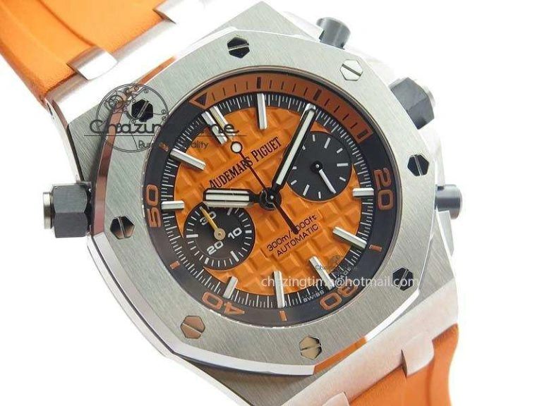 Royal Oak Offshore Diver Chronograph Orange Noob Best Edition On Orange Rubber Strap A3126
