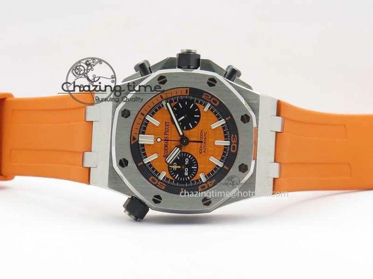 Royal Oak Offshore Diver Chronograph Orange Noob Best Edition On Orange Rubber Strap A3126