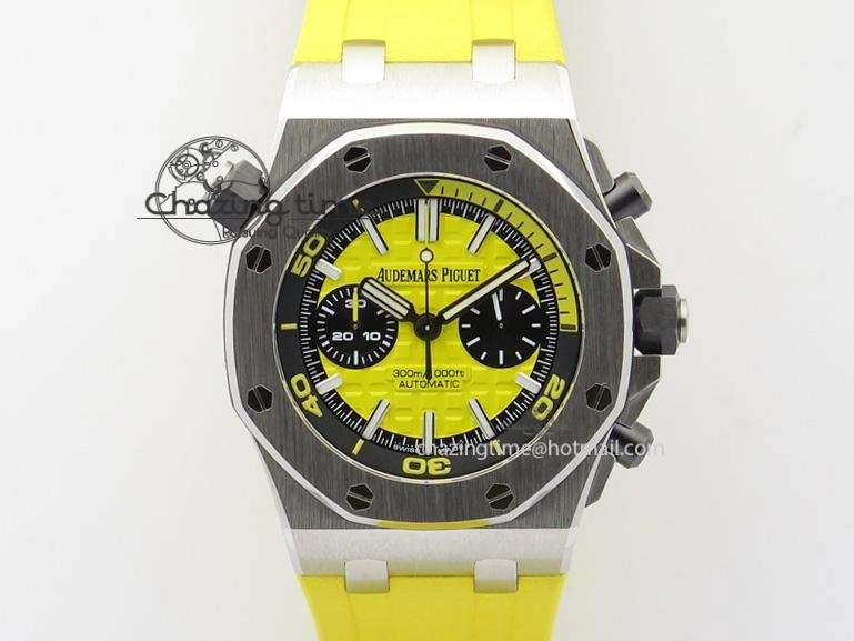 Royal Oak Offshore Diver Chronograph Yellow JF Best Edition On Yellow Rubber Strap A3126