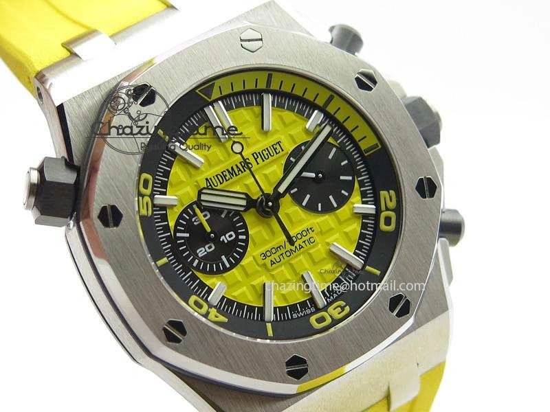 Royal Oak Offshore Diver Chronograph Yellow JF Best Edition On Yellow Rubber Strap A3126