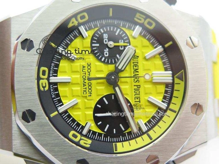 Royal Oak Offshore Diver Chronograph Yellow JF Best Edition On Yellow Rubber Strap A3126