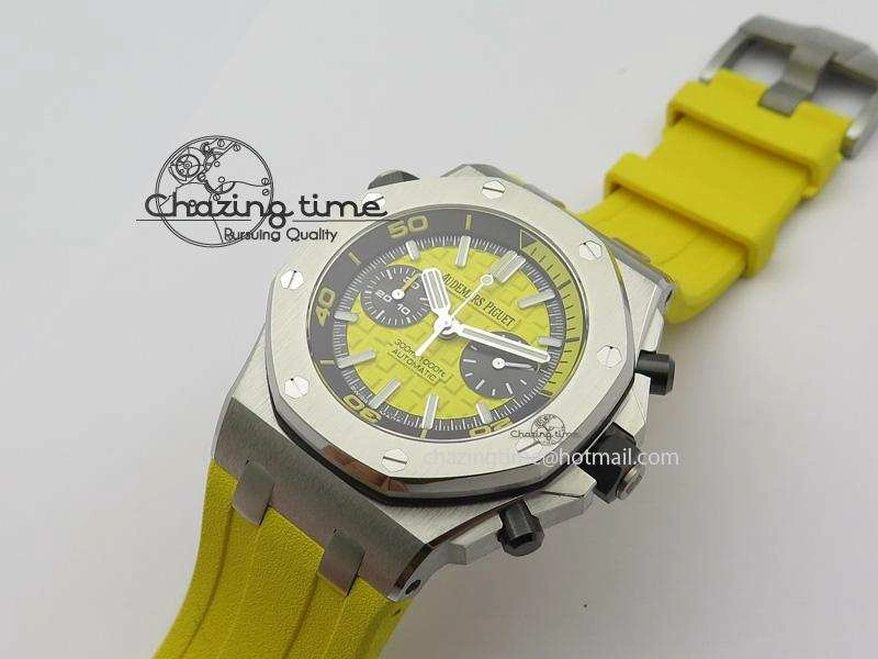 Royal Oak Offshore Diver Chronograph Yellow JF Best Edition On Yellow Rubber Strap A3126