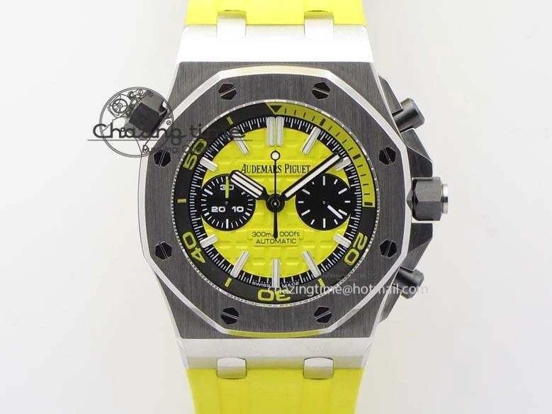 Royal Oak Offshore Diver Chronograph Yellow Noob Best Edition On Yellow Rubber Strap A3126