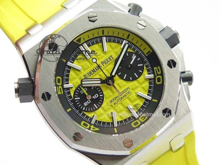 Royal Oak Offshore Diver Chronograph Yellow Noob Best Edition On Yellow Rubber Strap A3126