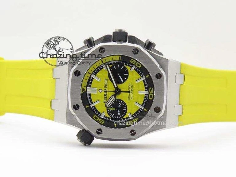Royal Oak Offshore Diver Chronograph Yellow Noob Best Edition On Yellow Rubber Strap A3126