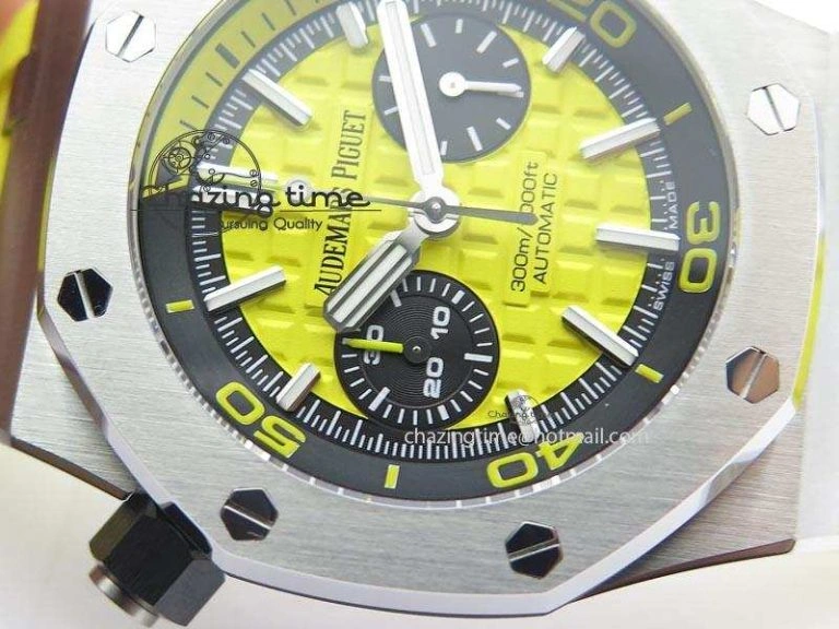 Royal Oak Offshore Diver Chronograph Yellow Noob Best Edition On Yellow Rubber Strap A3126
