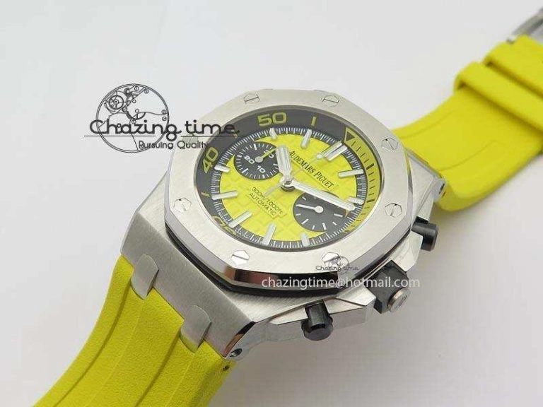 Royal Oak Offshore Diver Chronograph Yellow Noob Best Edition On Yellow Rubber Strap A3126