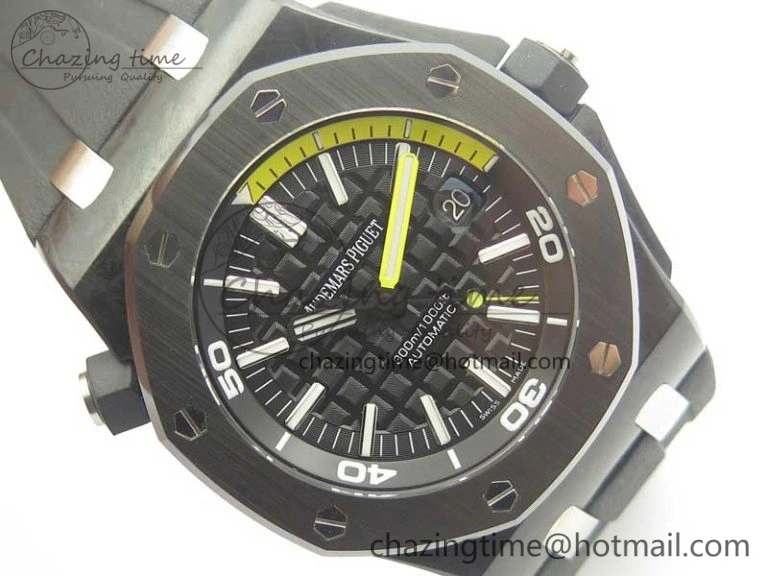 Royal Oak Offshore Diver Forged Carbon 15706 1:1 JF Best Edition on Rubber Strap A3120 V5S