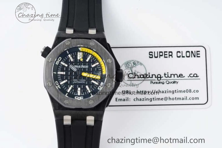 Royal Oak Offshore Diver Forged Carbon IPF Best Edition on Rubber Strap MIYOTA9015